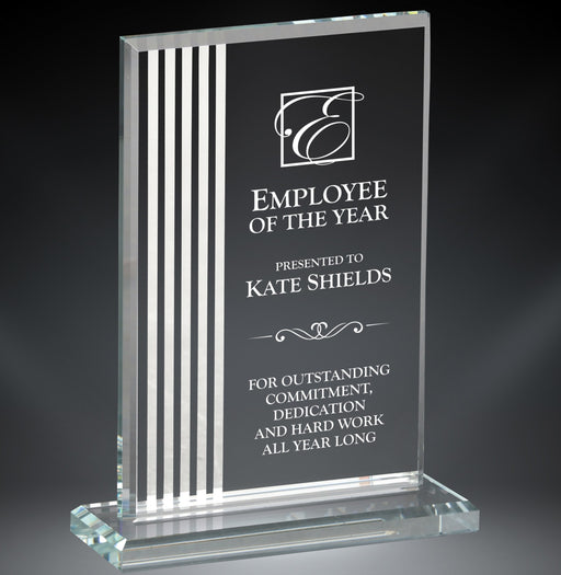 Contour Rectangle Glass Award with silver lined accents