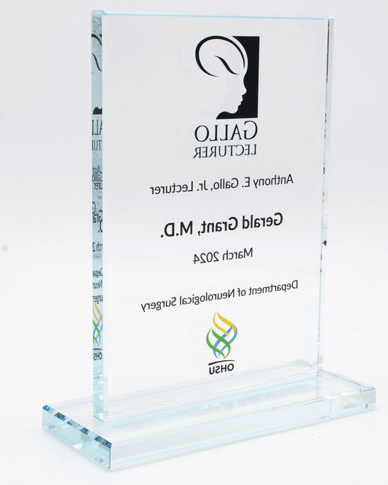 Large Clear Glass Rectangular on mitered base