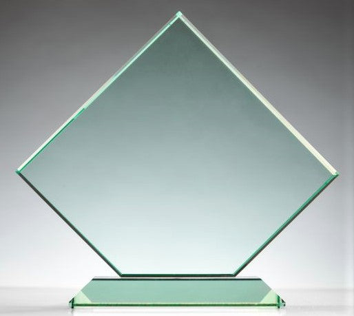 Clipped Jade Glass Square Award on Mitered Base