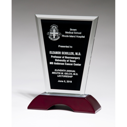 Clear Glass Award with Black Laser Engravable Center