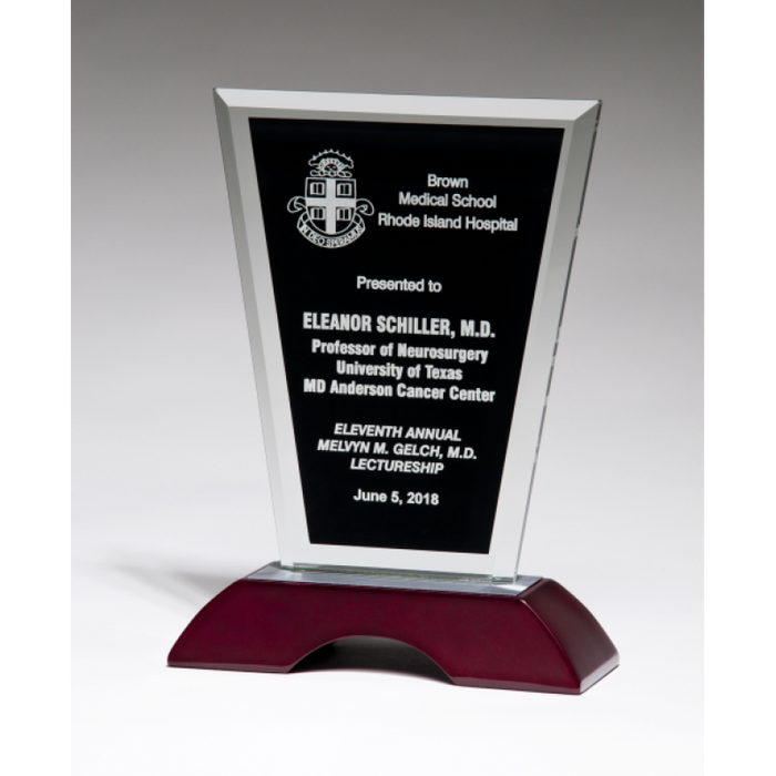 Clear Glass Award with Black Laser Engravable Center