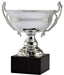 Silver All Metal Wide Trophy Cup on Genuine Black Marble Base 