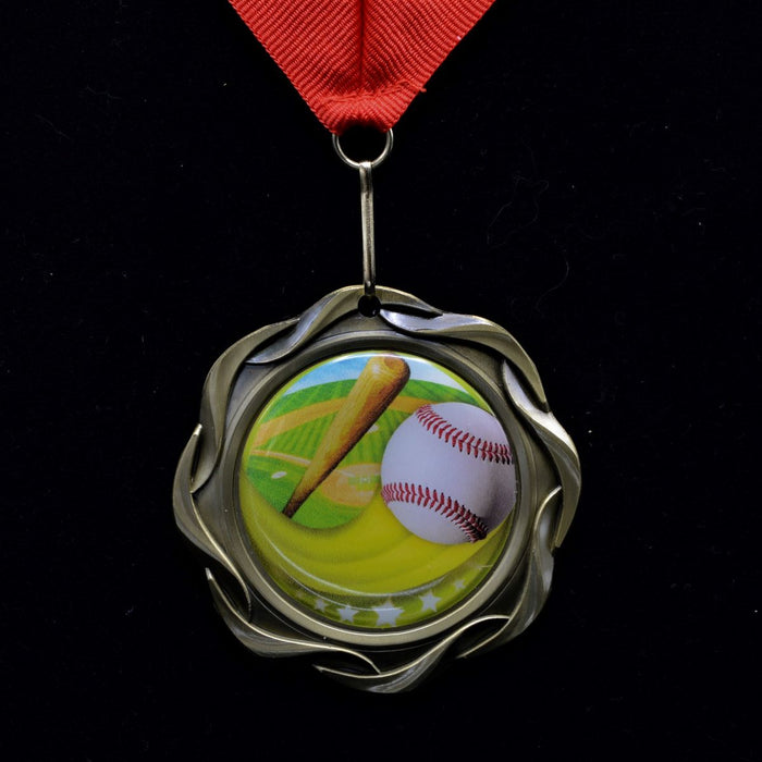Baseball Fusion Medal with Colored Dome Insert