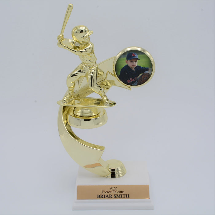 Junior Baseball Trophy with Picture - Boy