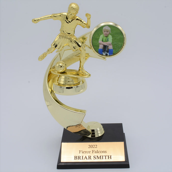 Junior Soccer Trophy with Picture - Boy