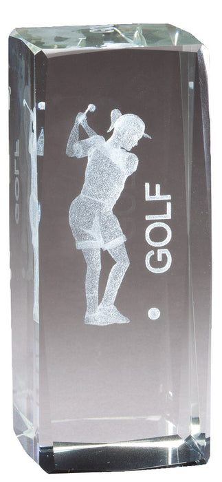 Golf 3D Figure Female in Crystal Cube Award