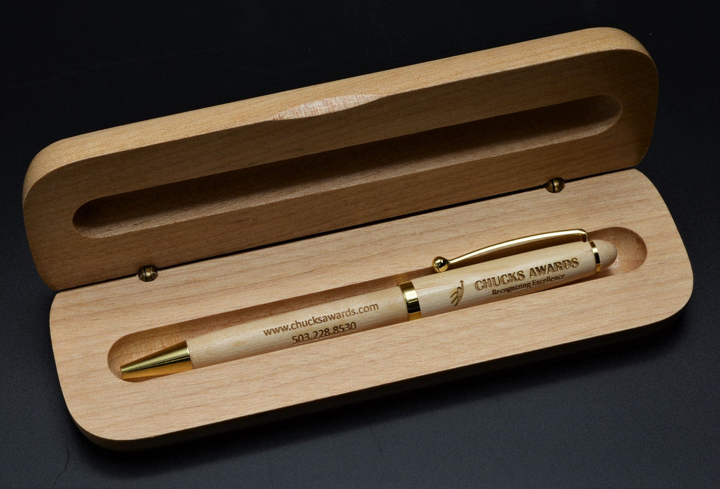 Wide Maple Ballpoint Pen with 6 7/8" x 1 3/16" Maple Pen Case