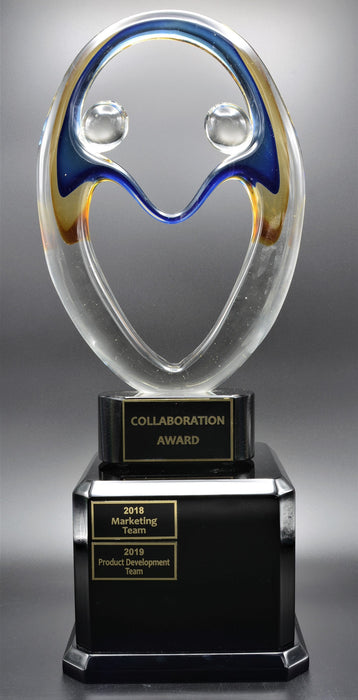 Collaboration Art Glass Award on Black Royal Piano Finish Base