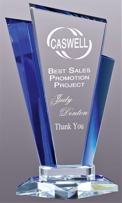 Glass Marquee Award with rising blue beveled edges