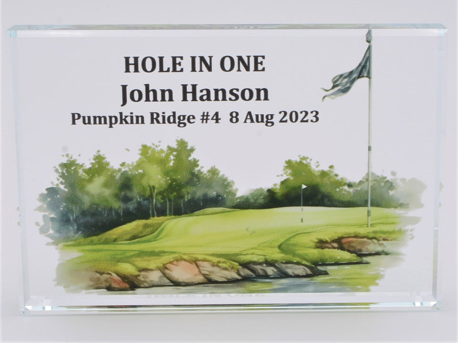 Crystal Golf Hole-in-One Plaque