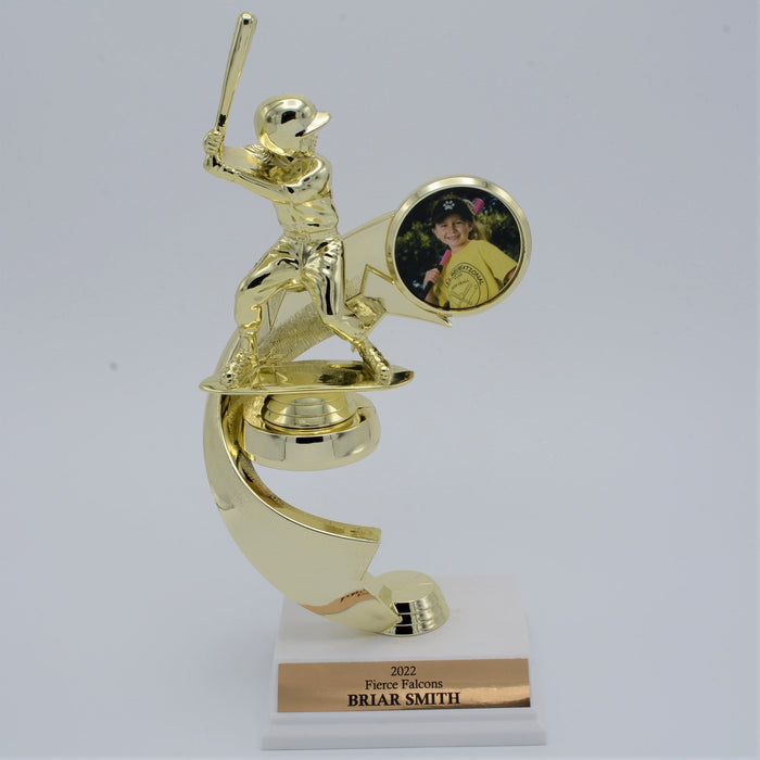 Junior Baseball Trophy with Picture - Girl