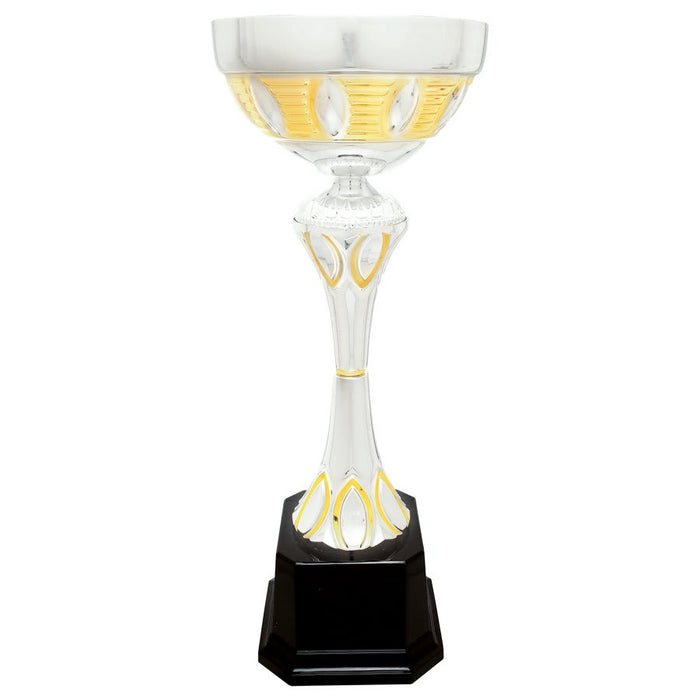 Silver / Gold Metal Cup Trophy  on Weighted Plastic Base