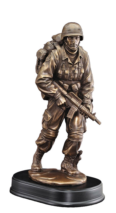 Military Standing Patrol Trophy with Rifle on Black Base