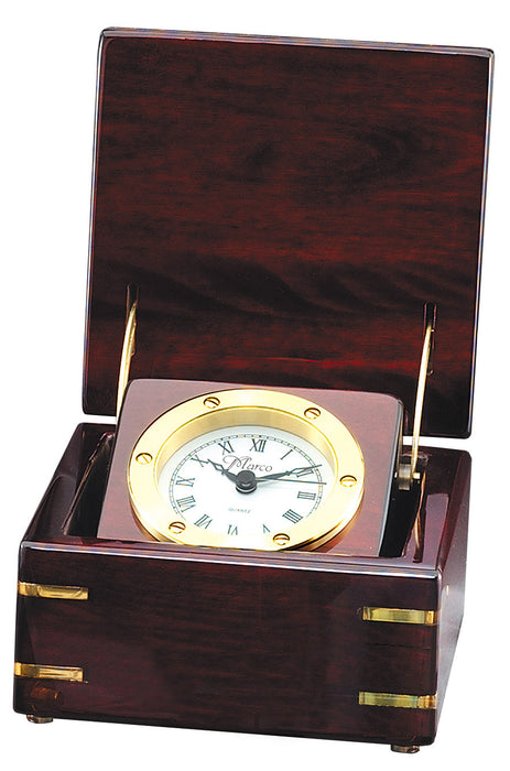 Unique Rosewood Piano Finish Box Clock with gold trim