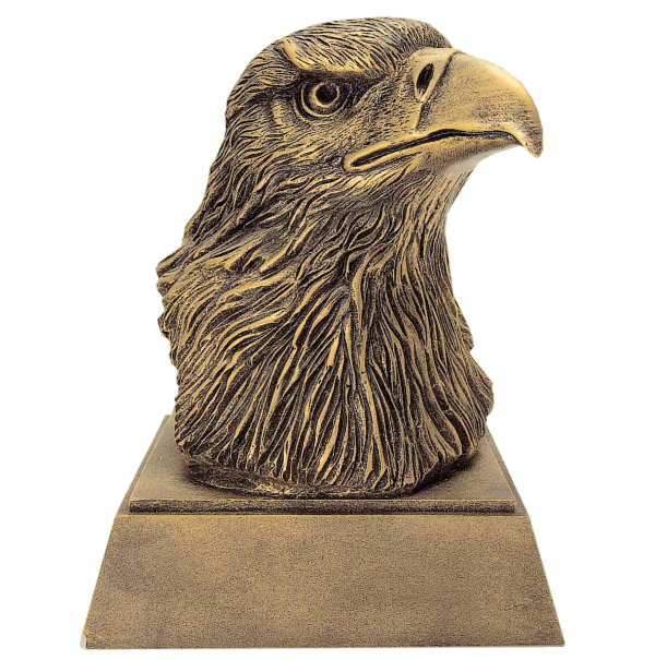 Eagle Head Trophy Antique Gold Color Finish