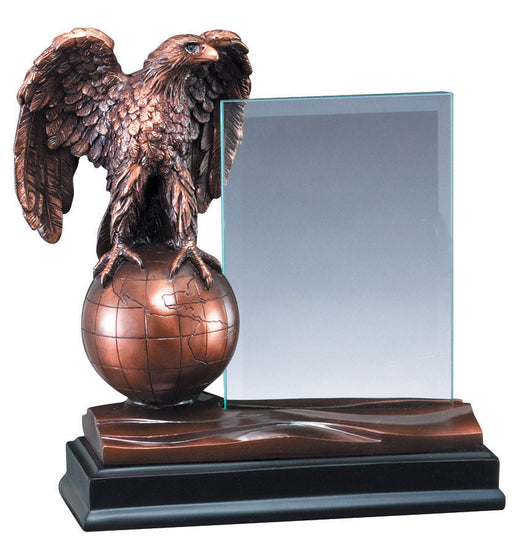 Eagle on World with 4"X6" Glass Award