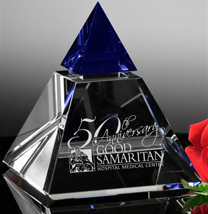 The Vernita Indigo Peak optical crystal pyramid award
